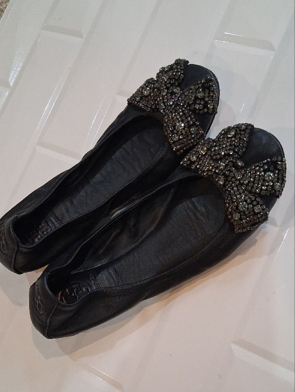 Tory Burch Leather Eddie Crystal Ballet  Flats - Picture 8 of 8
